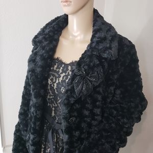 Candie's NWT Rosette Faux Fur Black Jacket